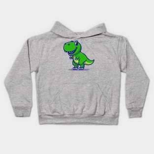 Cute Baby Dino Cartoon Illustration Kids Hoodie